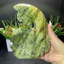 1.9LB 6.4" Natural Xiuyan Jade Owl Carved Crystal Carving Heal Energy Gift