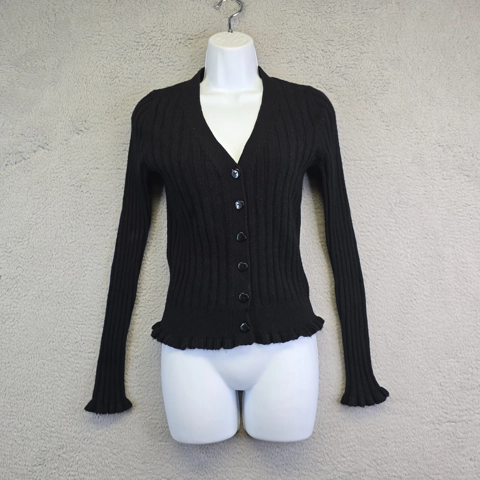 & Other Stories Cárdigan Mujer S Negro Acanalado Tejido Capricho Hada Grunge Foto 2 de 4