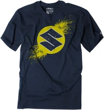 Factory Effex Suzuki Overspray Youth Short Sleeve Shirt Navy Blue