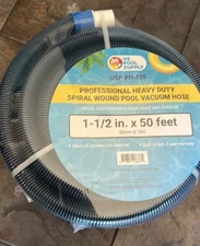 1-1/2" X 50 Foot Professional Heavy Duty Spiral Wound Swimming Pool Vacuum Hose