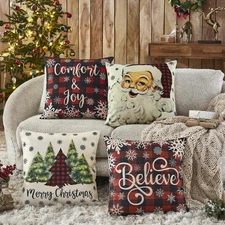 Buffalo Check Christmas Pillow Cover Set of 4 20Lx20W VHC Brands