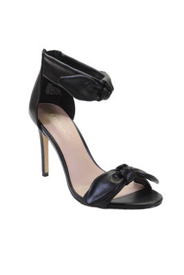 BCBGeneration Womens Faux Leather Bow Ankle Strap Heels Black Size 9