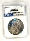 1922-S  Rare Date  Gem BU + Peace Dollar Rainbow Toned Obverse