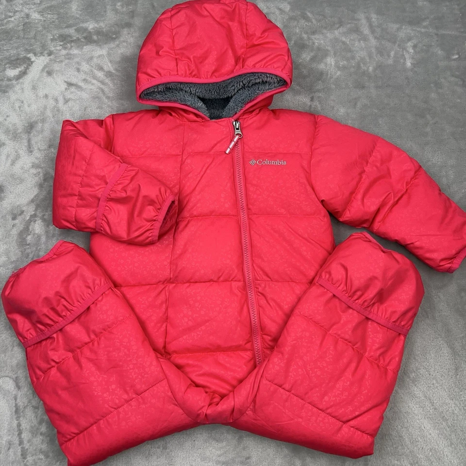 COLUMBIA Niño Bebé Traje de Nieve Infantil’s 18-24M Pie Cubiertas de Mano Vellón Rosa Rojo Foto 2 de 4