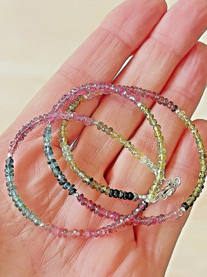 AAA  Multi Turmalin Collier, 45 cm, SS 925, Herz Charm  Anh., Geschenk