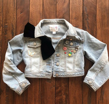 Girls - Annie By Renee Ehrlich Kalfus - Blue Denim Jean Jacket Coat Bow XS 4 5