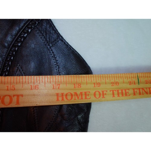 Diamond Plate Büffelleder Damen 100% Leder Weste Rose bestickt Gr. S - Bild 6 von 11