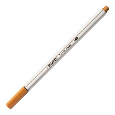 Premium Fibre-Tip Pen with Brush Tip - STABILO Pen 68 brush - Pack of 1 - Dark O