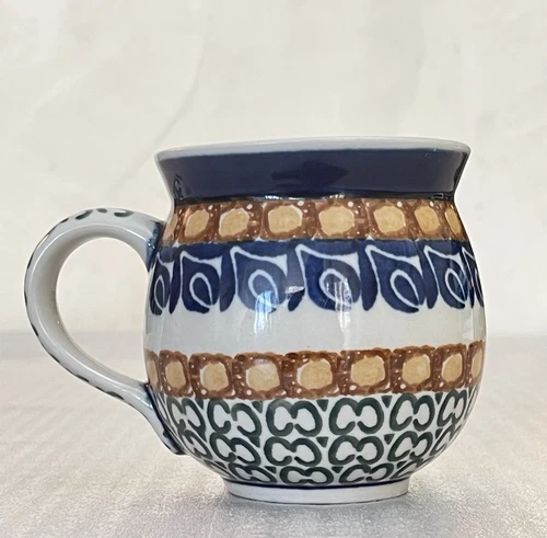 Polish Pottery 12 oz Bubble Mug Handmade Boleslawiec Stoneware Signed Authenic