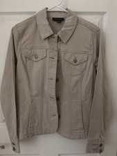 Charter Club Women's Beige Button Front Collared Jacket w/ Pockets Short Size M