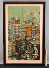 1976 Signed RALPH FASANELLA Empire State Building NEW YORK CITY Serigraph Print