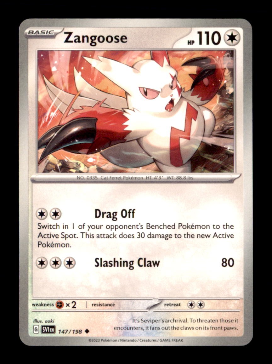 Zangoose 147/198 Uncommon Scarlet & Violet Pokemon Near Mint