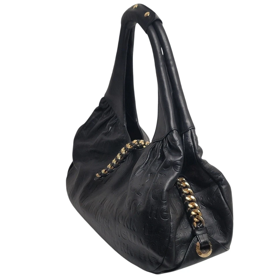 Bolso de Hombro Hobo Henri Bendel Cuero Negro Cadena Dorada Bolso Grande Foto 3 de 4