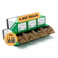 Parco Spanplattenschrauben Set 4.900-Teilig Holzschrauben Universalschrauben Tx