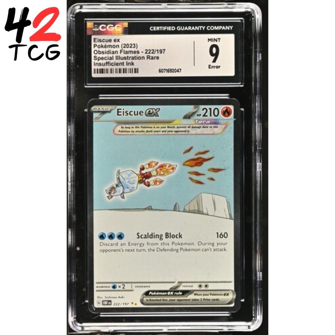 CGC Mint 9 Error Eiscue ex 222/197 Pokémon Obsidian Flames OBF EN
