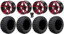 LSI Warlock 12" Golf Wheels Black/Red 23" X-Trail Tires E-Z-GO & Club Car