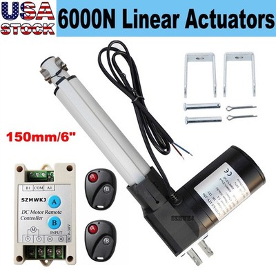Heavy Duty 6'' Linear Actuator 6000N 1320lbs 150mm DC 12V +Controller Brackets CL