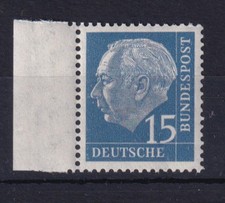 Bund 184 Seitenrand links Bundespr&auml;sident Theodor Heuss 15 Pf postfrisch