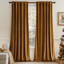 MIULEE Velvet Curtains 84 inches - Luxury Brown Blackout Curtains for Bedroom...