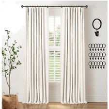 100 Blackout Curtains 84 Inch Long - Set of 2 Beige Panels