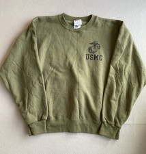 Vintage 80s 90s USMC Olive Made in USA Marines Crewneck Sweatshirt Size L