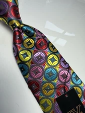 NWT VERSE 9 MULTI COLOR GEOMETRIC STYLE PRINT SILK DESIGNS NECK TIE & HANKY