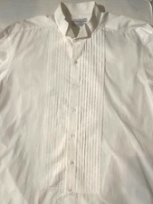 TURNBULL & ASSER London Pleat Front Cotton Tuxedo Shirt sz 18 French Cuff Wing