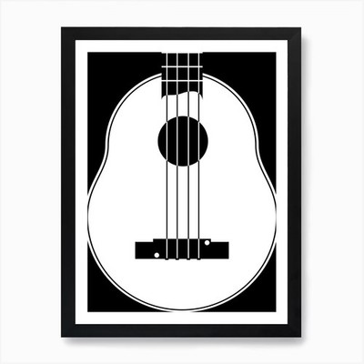 Schwarzweiß Ukulele 1 Kunstdruck gerahmt Wandbild Poster Leinwanddruck Bild