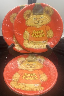 NOS Vintage Shirt Tales Super Times 9'' Paper Plates Tyg 3 Packs Of 8 Birthday