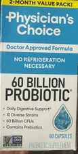 Physician's Choice Probiotics 60 Billion CFU - 10 Strains + Organic Prebiotics