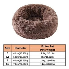 Fluffy Donut Cuddler Plush Pet Bed Dog Cat Soft Warm Round Calming Bed Washables