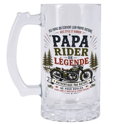 Chope à Bière Papa Rider de Légende 480 ml Cadeau Motard - Photo 1/2