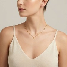 Gold Star Charm Necklace Earrings Set Women Stainless Steel Tarnish Free