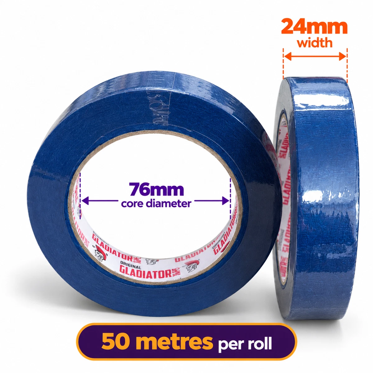 Blue Masking Tape 24mm or 48mm x 50m UV Resistant Painting Decorating Gladiator