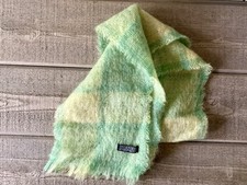 Foxford Mohair Blend Scarf Plaid Yellow  Green Made in Ireland
