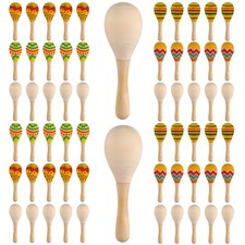 Jexine 60 Pcs DIY Mini Wooden Maracas Unfinished Wood Maracas for Kids Adults...