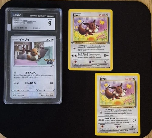 CGC 9 Eevee 054/071 Pokemon GO Japanese- Evee 1st Edition- 3 Evee Cards- Jungle