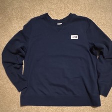 The North Face Pullover Crewneck Sweatshirt Blue Solid Logo XL Unisex