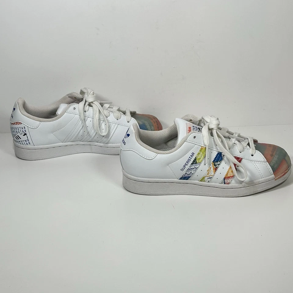 Adidas Superstar Zapatos Niños 5 Jóvenes Blanco Colorido Zapatilla con Cordones Carcasa Transparente Foto 3 de 4