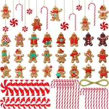 100 Pcs Gingerbread Man Christmas Ornaments and Candy Cane Christmas Tree Dec...