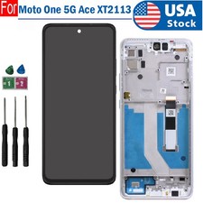 New LCD Display Touch Screen Digitizer Silver Frame For Moto One 5G Ace XT2113