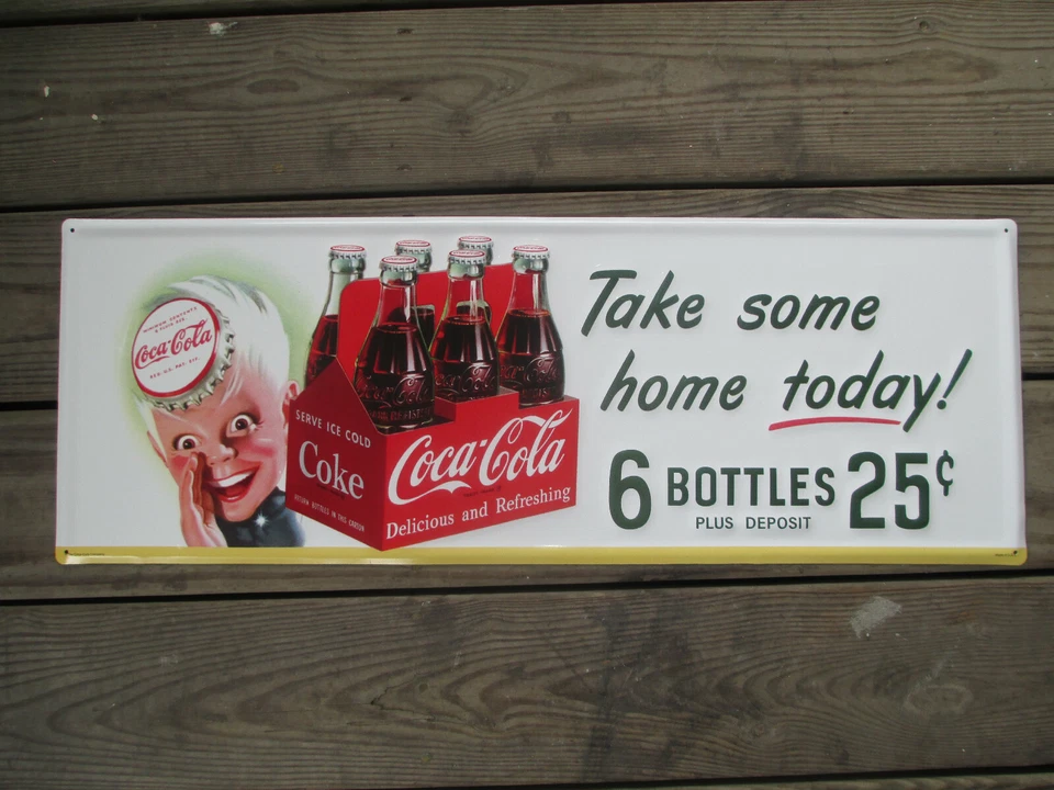 Coca-Cola Steel Retro Advertising Sign Sprite Boy Take Some Home Today 6 Pack - Image 2 of 4