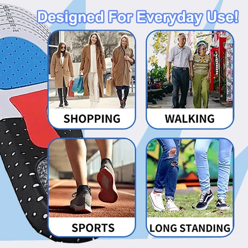 Work Boots Feet Arch Support Orthotic Absorb Shock Gel Massaging Shoe Insoles US - Picture 13 of 22