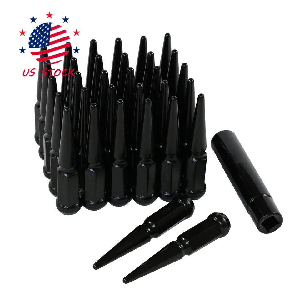 Juego de 32 tuercas de clavo ¦ Negro ¦ 9/16" ¦ Dodge RAM 2500 3500 1994-2011 Foto 3 de 4