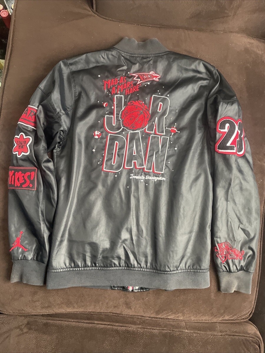 Air Jordan Black Bomber Jacket Marvin The Martian Mars Air Jordan Black Bomber Jacket Marvin The Martian Mars