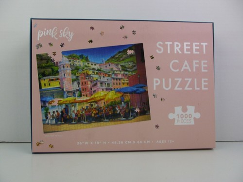 Eurographics YOGA DOGS & Pink Sky Street Cafe Puzzle 1,000 Pieces Pre-owned - Picture 2 of 11