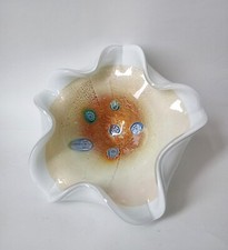 GIUMAN MURANO CIOTOLA vetro Bianco ORO centrotavola MURRINE conchiglia 