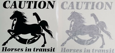 Adesivo Riflettente 'CAUTION HORSES IN TRANSIT' – Per Rimorchi, Trailer Cavalli E Camper