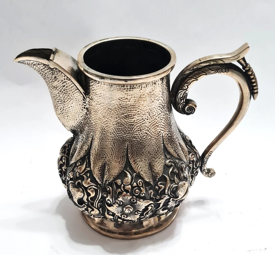 Bule de prata antigo C. 1930 fino indonésio Yogyakarta feito à mão - Imagem 2 de 4