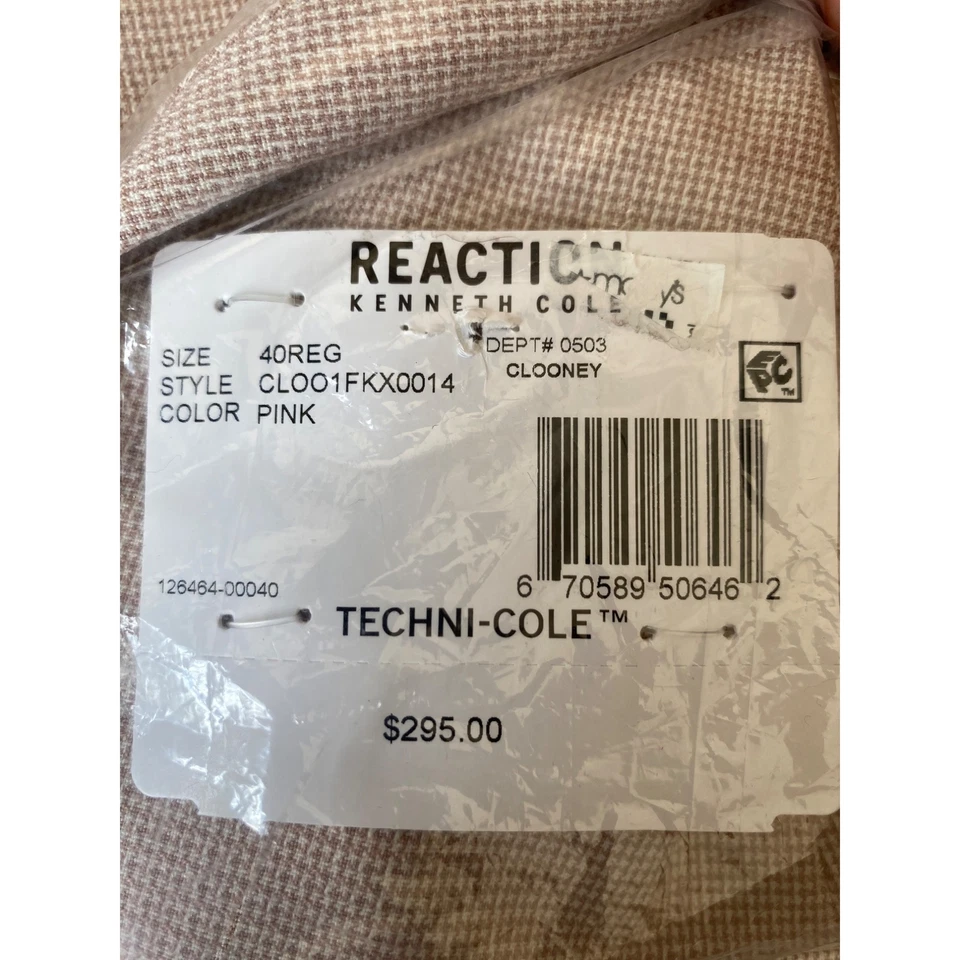 Kenneth Cole реакции мужчин Slim Fit твердого Sport пальто розовый размер 40R новый с Ярлыками - Изображение 4 из 4